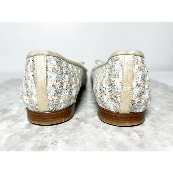 Chanel Interlocking CC Logo Multicolor Pastel Tweed Ballet Flats - Sz EU40 (9.5) - Picture 5 of 8